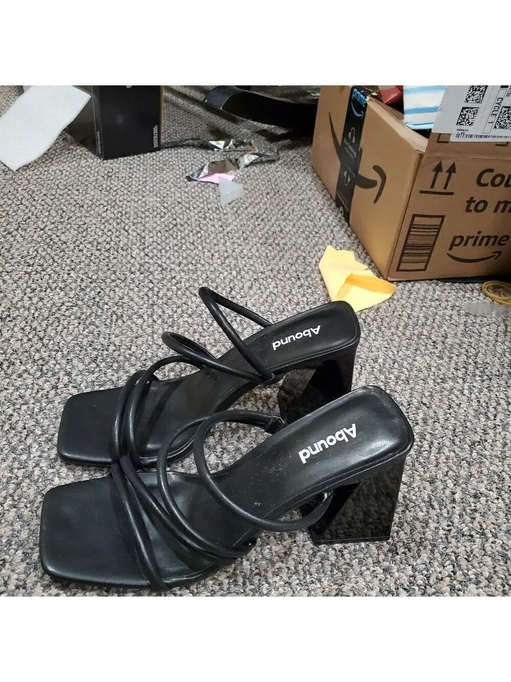 Abound Black Strappy Block Heel Mules Size 9